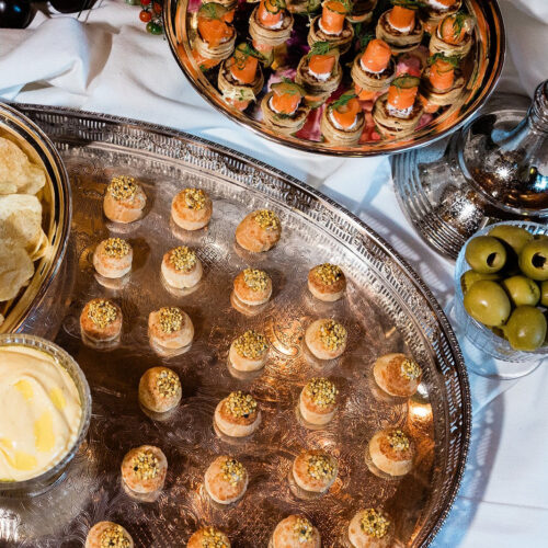 tray of canapés for weddings