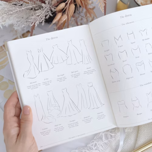 wedding book page with design your own dress
