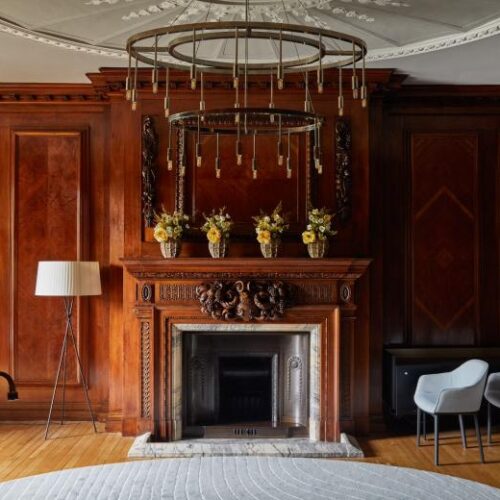 Fireplace in wedding event space