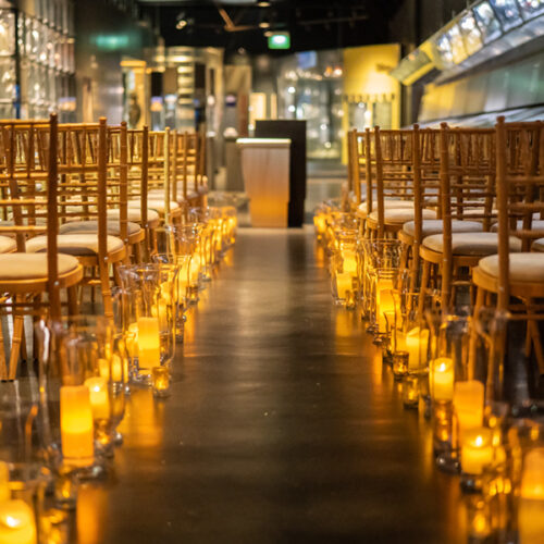 candlelit wedding ceremony space
