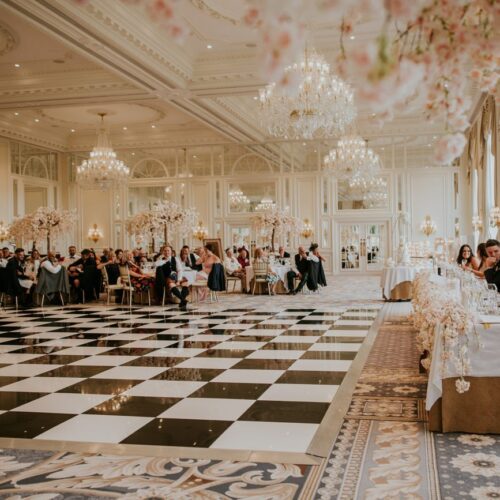 An indoor wedding event space